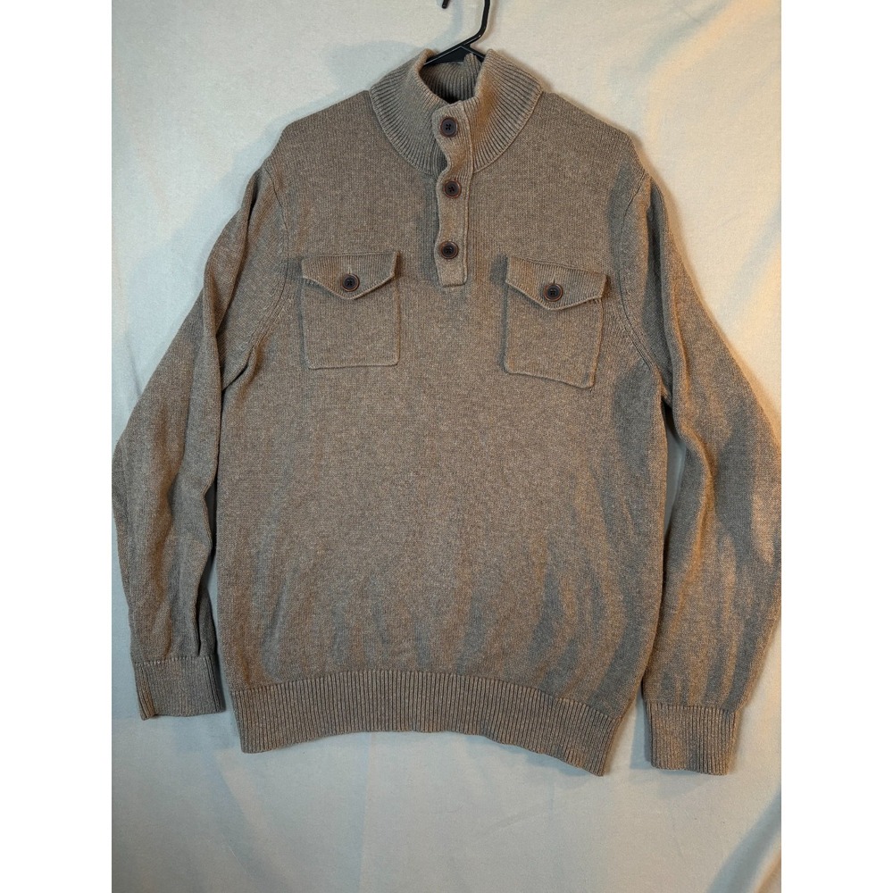 Banana Republic Sweater Men's M Brown Knit Button Collar Casual Mr Rodgers Style